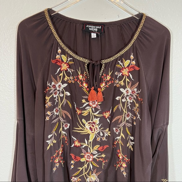 JOHHNY WAS Workshop silk embroidered tunic - Picture 2 of 8